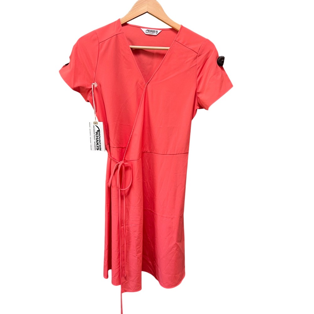 Mountain Khakis Mountain Rose Wrap Dress Melon Pink XS Short Sleeve V-Neck New